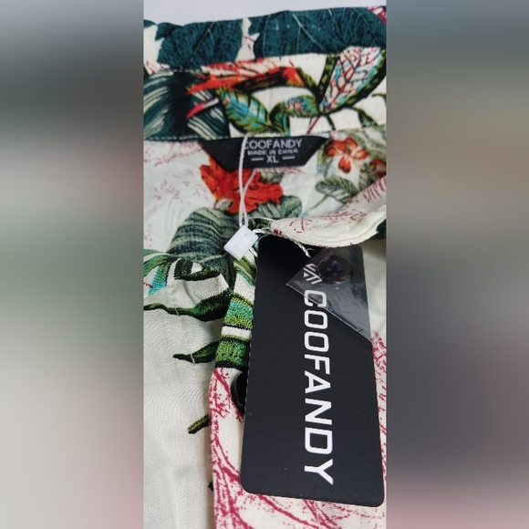 COOFANDY XL Men's Hawaiian Shirt Short Sleeve Casual Button Down Floral Print - Picture 3 of 4